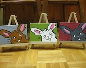 Custom Canvas Rabbit Portrait with easel