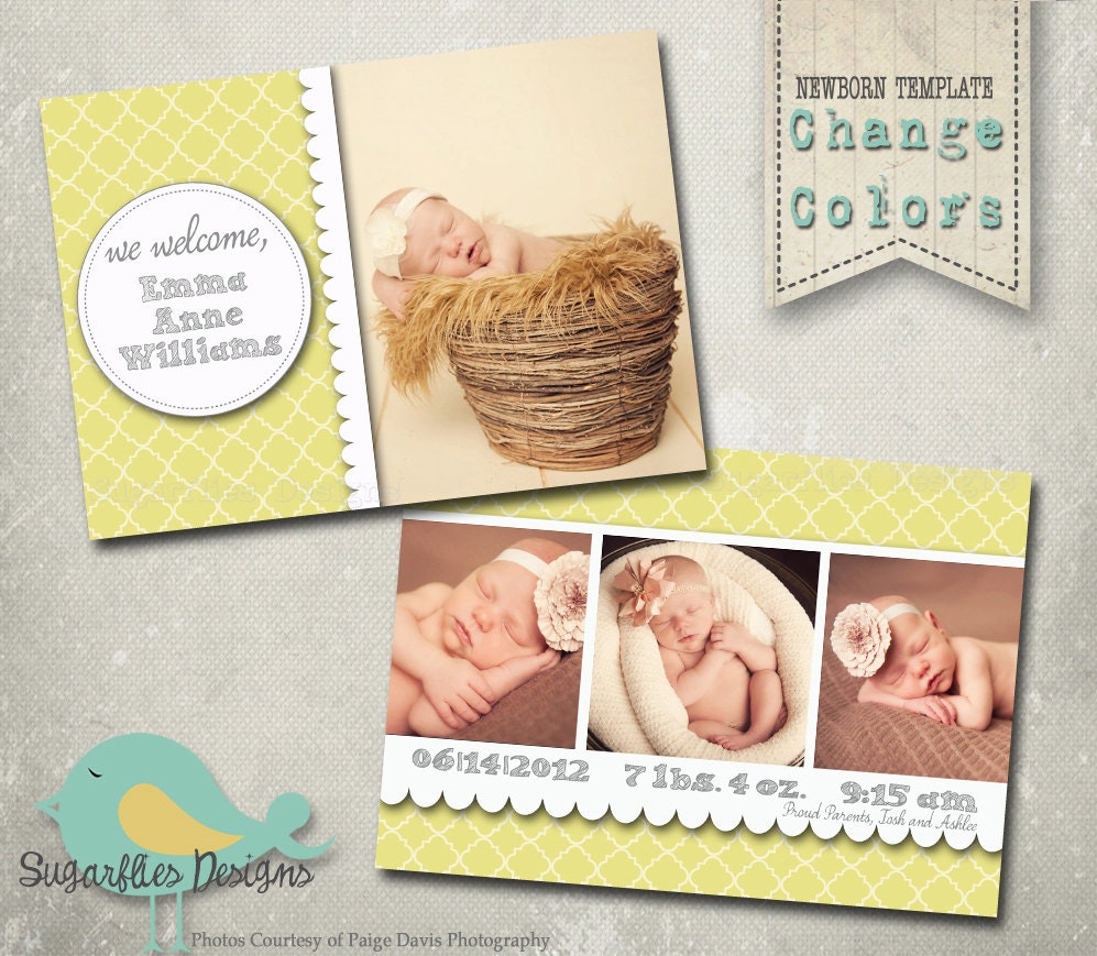 Vintage Baby Announcement Templates - Baby Girl Modern