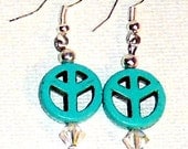 Earrings "Peace in my soul" Genuine Turquoise and Swarovski Crystal Great Office Gift and Stocking Stuffer