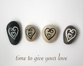 Valentine's day, Time to Give Your Love, Beach Pebbles with Magnets, Heart, Unique Gifts for Family and Friends, Sea Stones, Rocks