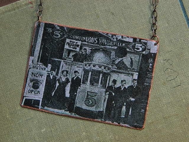 Vaudeville necklace mixed media jewelry photography jewelry Sarah Wood