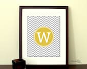 8"x10" Customizable Printable Art - "Chevron Monogram" - Choose your color - also available in 5"x7"