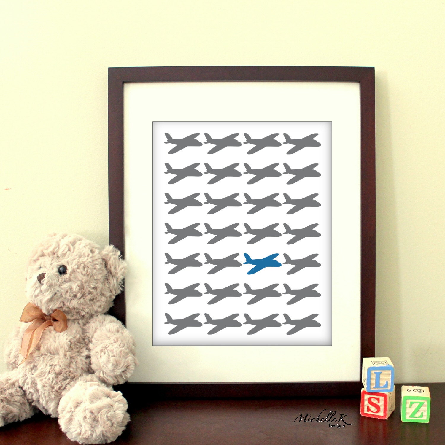 8"x10" Customizable Printable Children's Art - "Airplane Pop" - Choose your color to "pop" - also available in 5"x7"