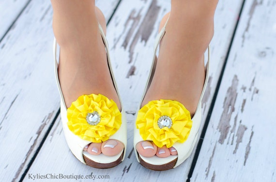 Canary Yellow Shoe Clips - Wedding, Bridesmaid, Date Night, Party, Everyday wear