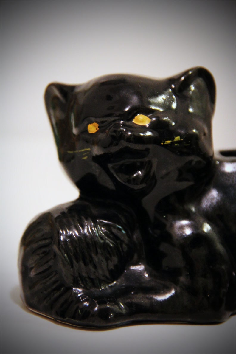 Vintage Halloween Scary Black Cat Mc Coy Planter