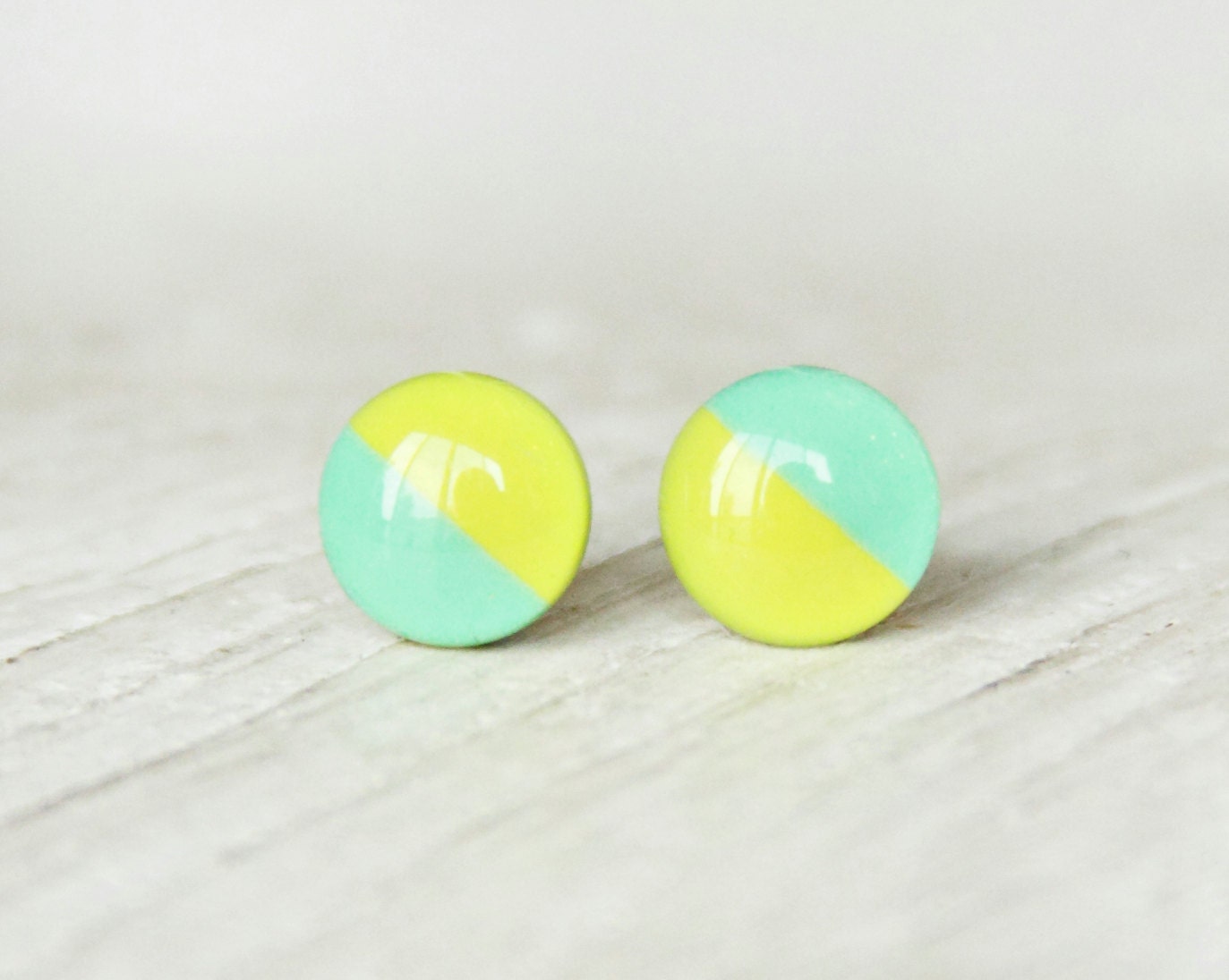 FIJI - Stud Earrings - Two Tone Earrings - Tiny Stud Earrings - Blue Green Earrings - Stud Earings - Post Earrings - Ear Sugar