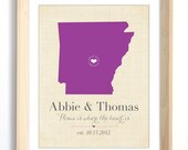 Personalized Wedding Gift - Wall Decor Wedding Print - Arkansas or Your Choice of City, State, Colors