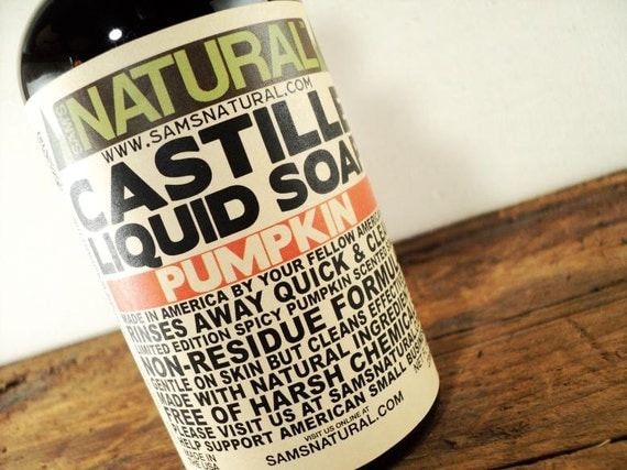 Pumpkin Castile Liquid Soap Castille Liquid Hand Soap Vegan and Gentle