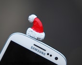 Santa hat Cell phone accessory. Christmas plug for earphone jack. Miniature Fits iPhone 5 4 4s ,iPad ,Samsung  s2 s3, 3.5mm output. for all