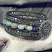 Leather Cuff Bracelet, Pastel Picasso Cuff, Leather Wrap Bracelet, Shabby Chic, Boho, Mothers Day Gift