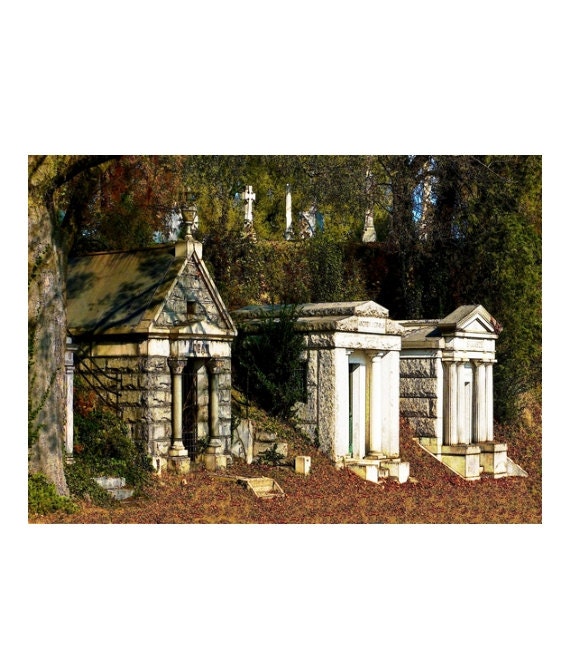 Victorian Dark Art, They Rest on Mount Olympus, Gothic Cemetery Architecture Art, 5x7 Virginia Fine Art