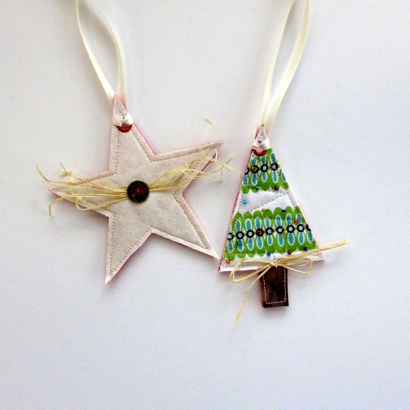 Christmas Gift Tags, Fabric Gift Tags, Rustic Ornaments