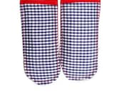 Pot Holder Handles Blue and White Check and Red