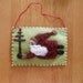 Needle Felted Flying Santa Holding Tree Christmas Ornament