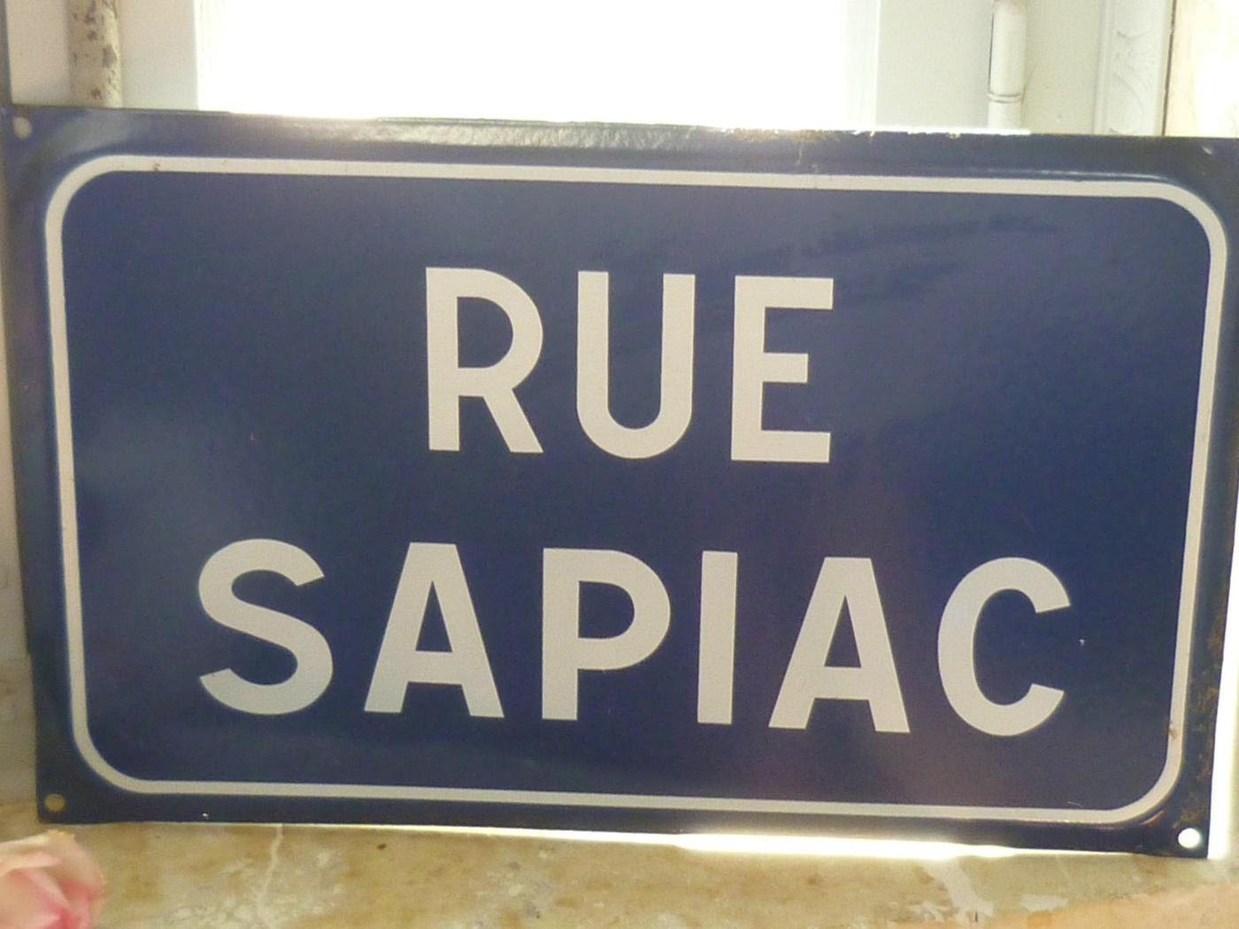 Vintage French Road Street Sign Blue and White by joiedefrance