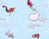 Michael Miller Fabric - SARAH JANE - Out to Sea - Mermaid Play (Breeze) - 1 Yard