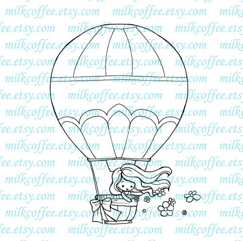 Digital Stamp - Michelle in Hot Air Balloon