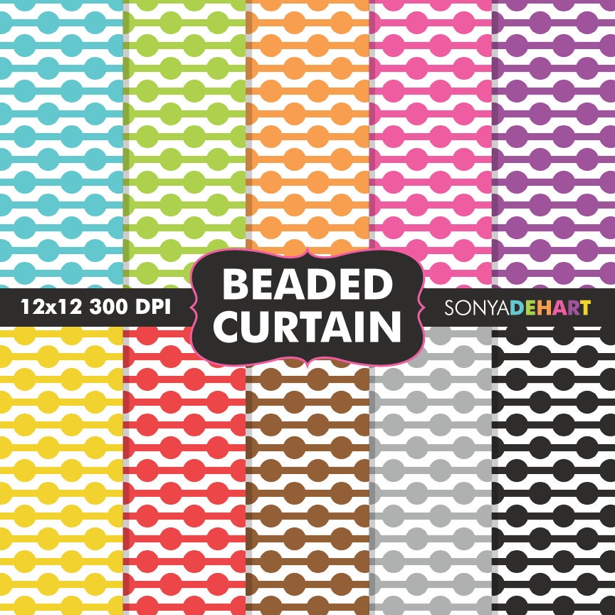 Digital Scrapbooking Printable Paper Pattern Pack Beaded Curtain Instant Download Il_570xn