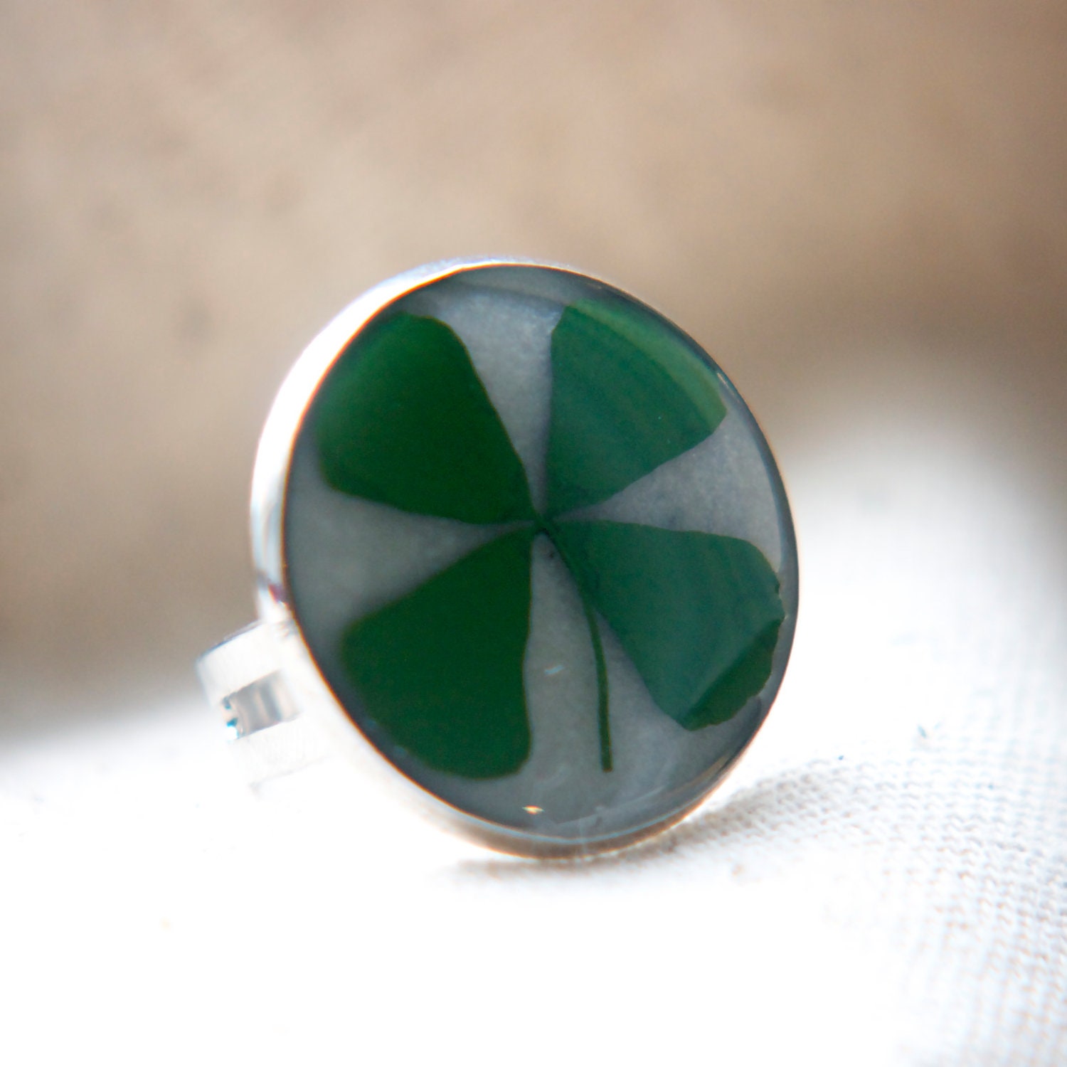 shamrock real four leaf clover handmade jewelry woodland saint patricks day dark green emerald