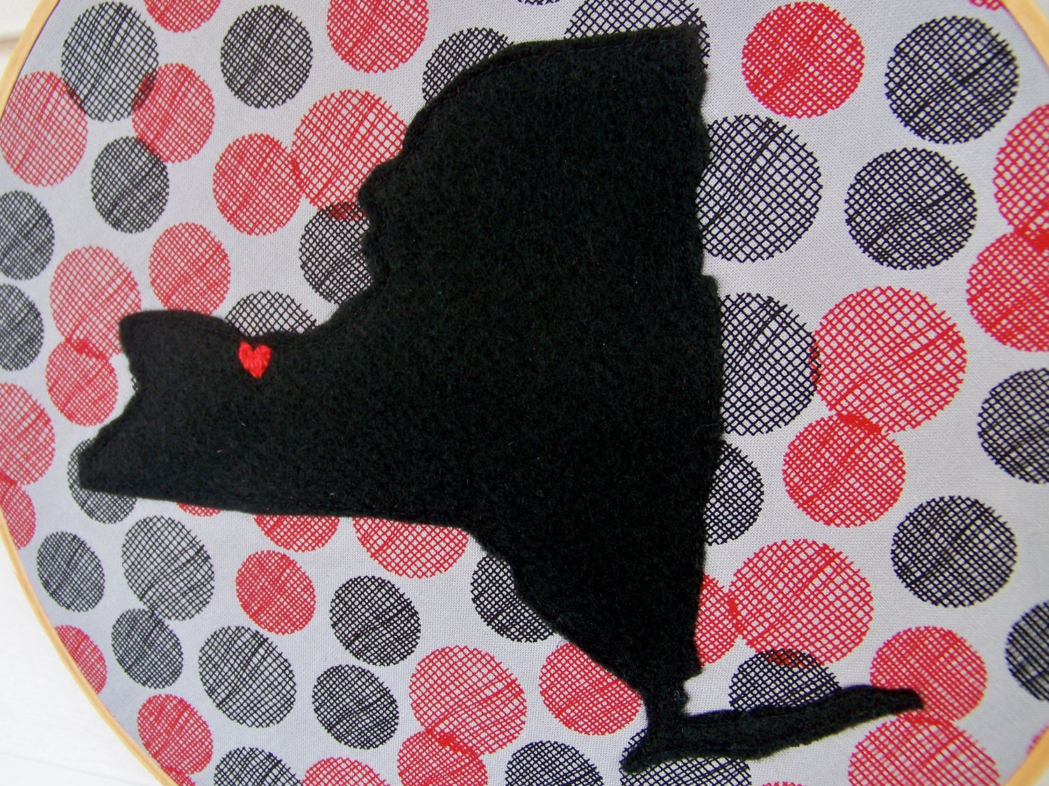 Embroidery Hoop Art Home Decor New York State heart on Rochester 10" hoop