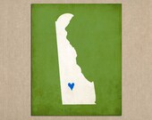 Delaware Silhouette State Map Customizable Art Print