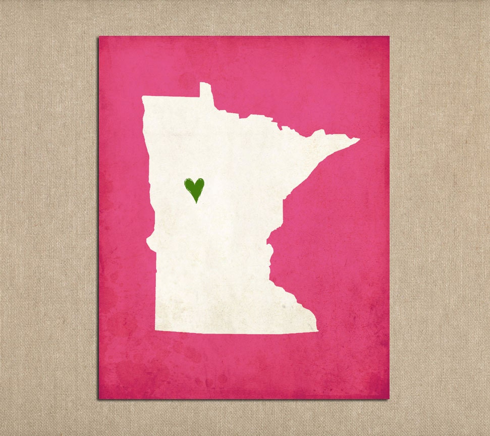 Minnesota Silhouette State Map Customizable Art Print