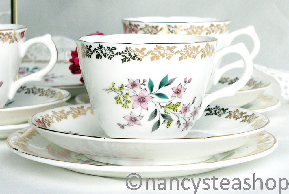 Pretty English tea cup, saucer and plate, Royal Grafton tea set for for a vintage tea party or special high tea