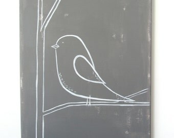 Modern Kids and Nursery Art (Bird) Original Painting - 16" x 20" on regular 3/4" depth canvas - The Bird