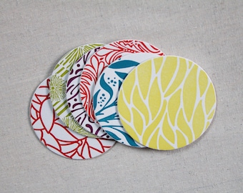 Colorful Letterpress Coasters, set of 6