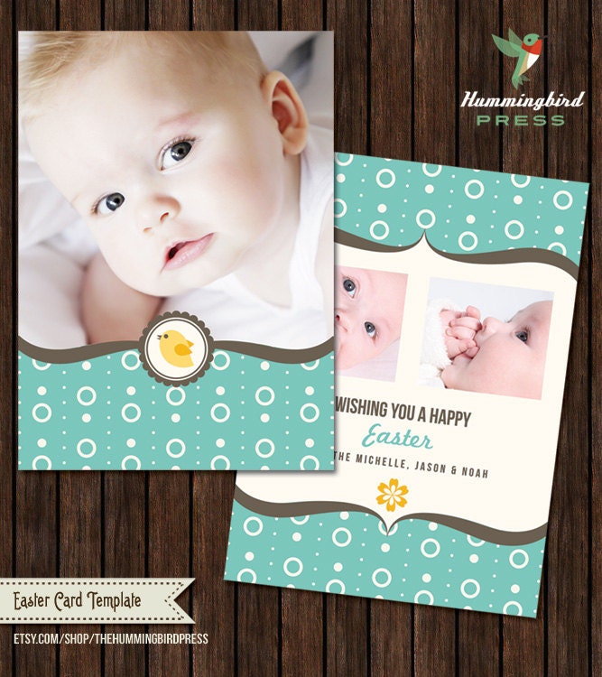 40% off Sale - Use Coupon Code REMEMBER40 - INSTANT Download - PSD Easter Card Template - EA5