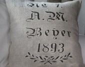 A.M. Bener 1893 European Grain Sack Cushion cover