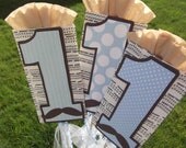 1st Birthday "Little Man"Centerpiece Picks - Set of 3
