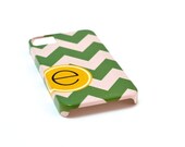 Chevron with Techron Personalized Monogrammed Cell Case - Green n Yellow