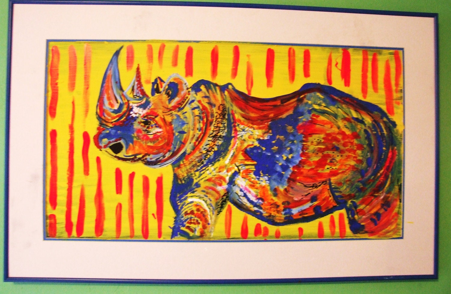 Wall and Home Art, Original Painting of Rhino, African Wildlife Art, Animal Art, Acrylic and High texture, Huge Painting