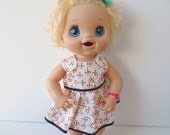 Retro Doll Clothes - Retro Print Dress - Fits Baby Alive, Bitty Baby & 14 to 16 Inch Waldorf Dolls