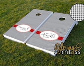 Custom Cornhole / Classy Corntoss / Bag Toss / Wedding Game -- (( Houndstooth Monogram ))