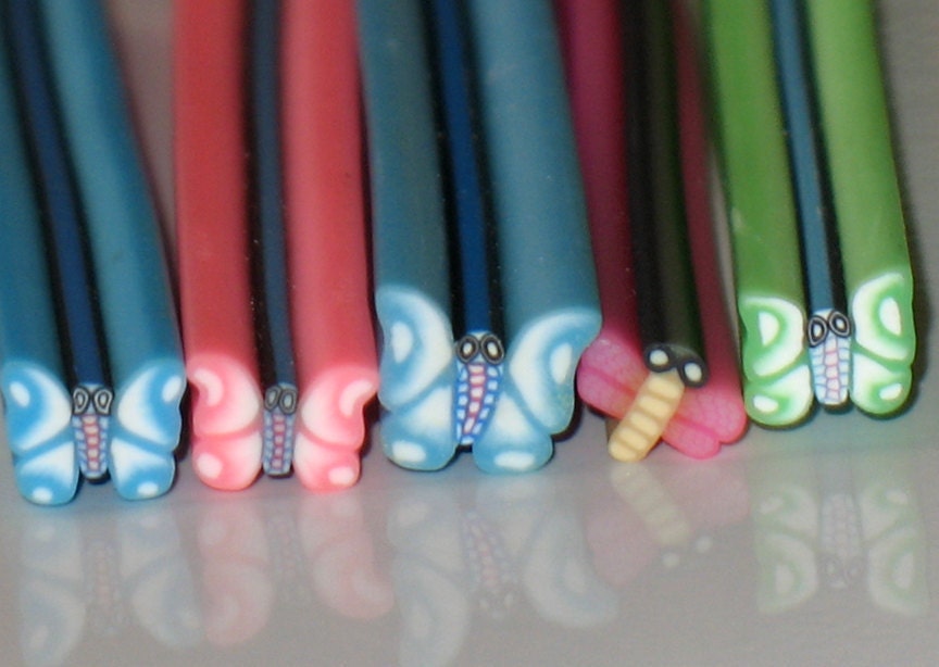 Polymer Clay Cane Butterflies For Nail Art, Scrapbooking, Crafts Item Number 1085