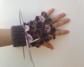 Multicolor Fingerless Mittens Wrist Warmers Knit Crochet Gloves Ecru Beige Brown Earth Tone Fall Winter Accessories by dodofit on Etsy