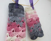 Multicolor Crochet Fingerless Mittens Wrist Warmers Gloves White Grey Black Pink  Winter Accessories Cristmas Gift by dodofit on Etsy