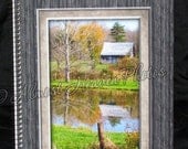 Autumn Reflections Barn Pond Country Scene Large Photo Notebook Journal