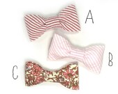 Preppy striped bow tie-red and light pink seersucker bowtie   Kids Bow Tie Choose One