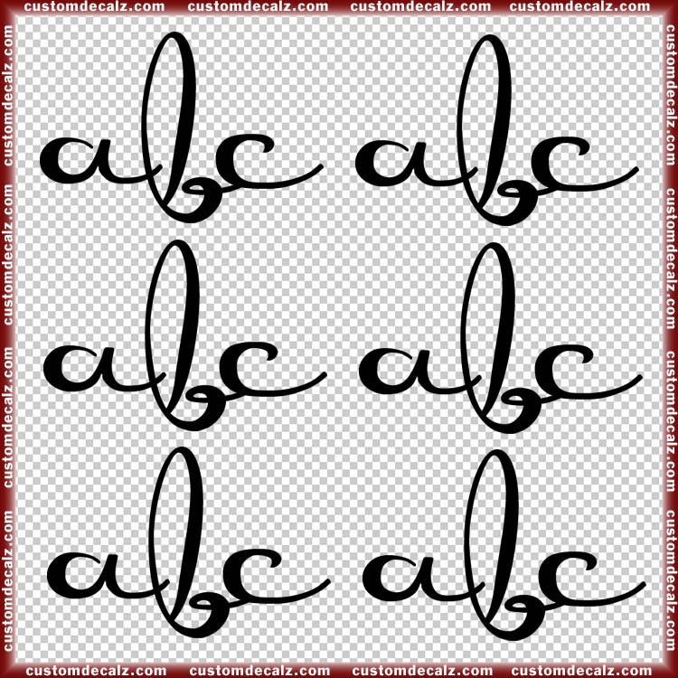 3" wide ea. Personalized Monogram (Doris Style) - Set of Six (6) - Mini Decalz