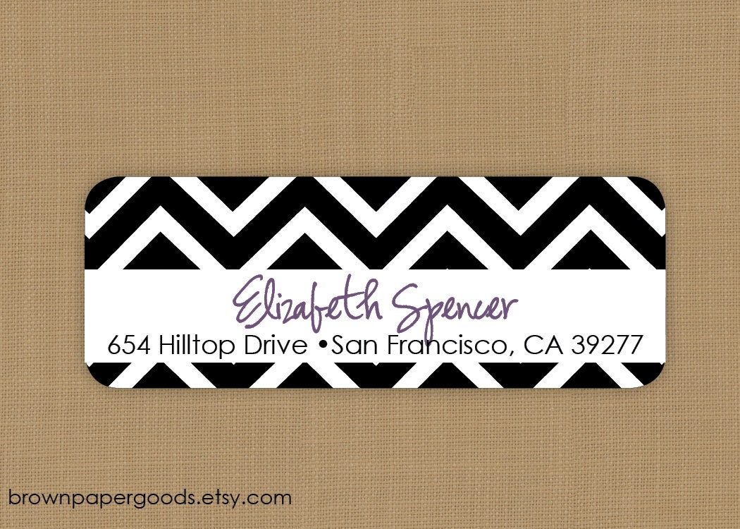 Custom return address labels, self-adhesive, rectangle, modern chevron