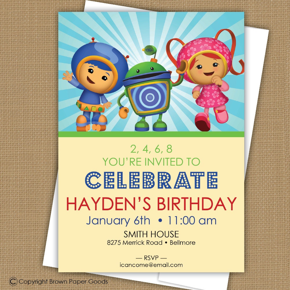 Team Umizoomi Birthday Invitation