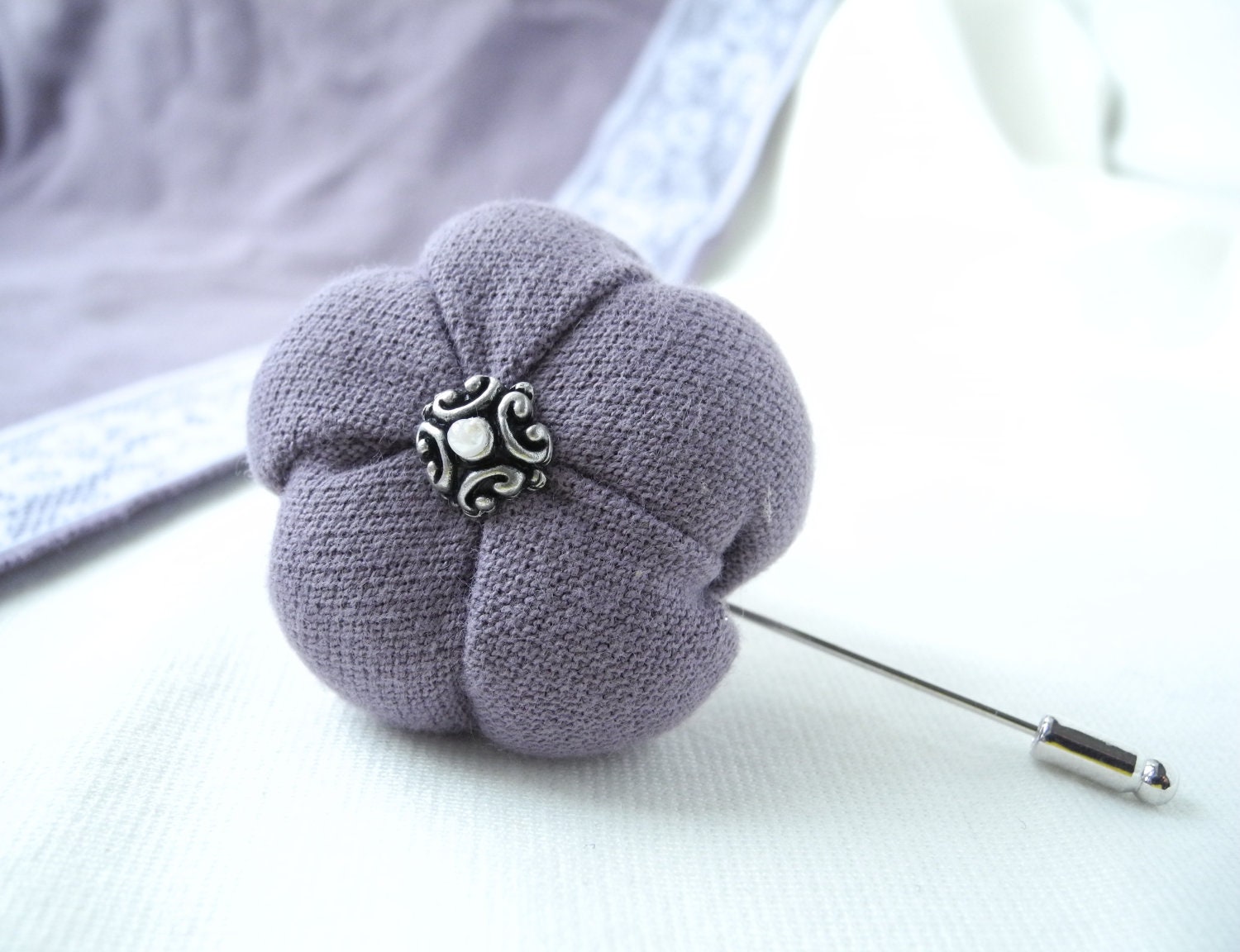 Dahlia purple pin fabric flower brooch lavender Free shipping