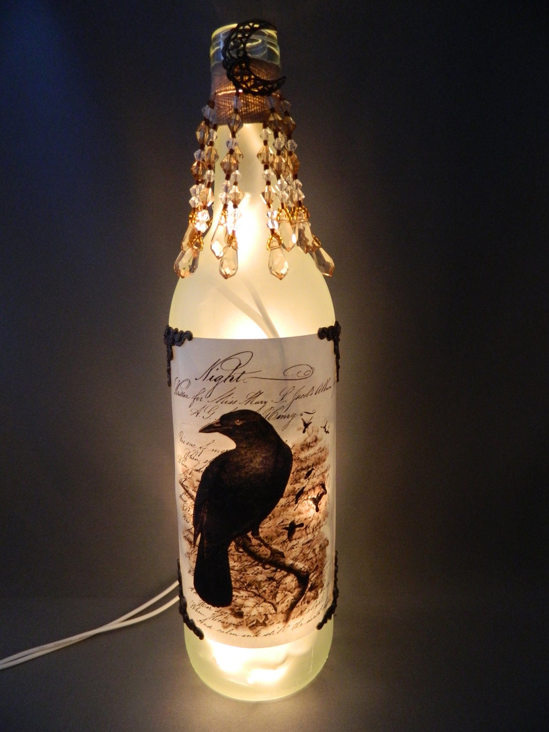 Night - crow luminary, lighted jar, night light, Halloween decor, prop, decor, lamp - ForeverHalloween Night - crow luminary, lighted jar, night light, Halloween decor, prop, decor, lamp - ForeverHalloween