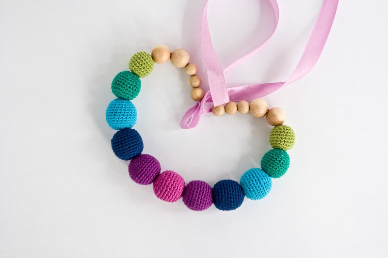 RESERVED for kalohabreeze - Nursing Necklace in Girasol style - purple, lilac, blue, green