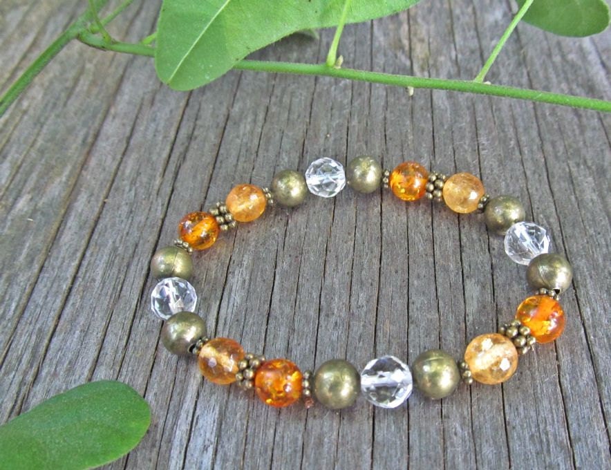 LEO POWER BRACELET Reiki Healing Gemstone Crystal Zodiac Yellow Orange Gold