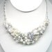 Soft White and Silver Bridal Statement Necklace -Rhinestones & Pearls Bridal bib- Vintage Inspired bridal accessory-Collage wedding jewelry