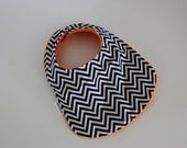 Baby Bib, Chevron Bib, Orange Minky & Snap Closure
